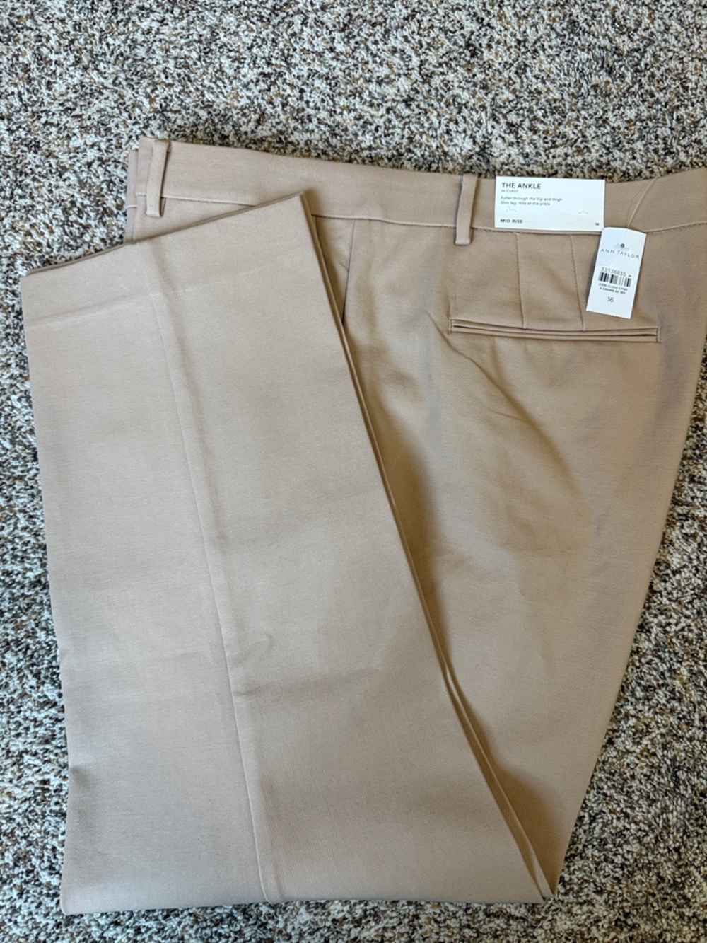 Ann Taylor Curvy Mid Rise Ankle Pants - Beige